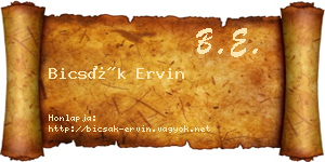 Bicsák Ervin névjegykártya