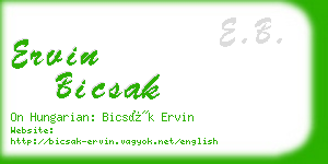 ervin bicsak business card